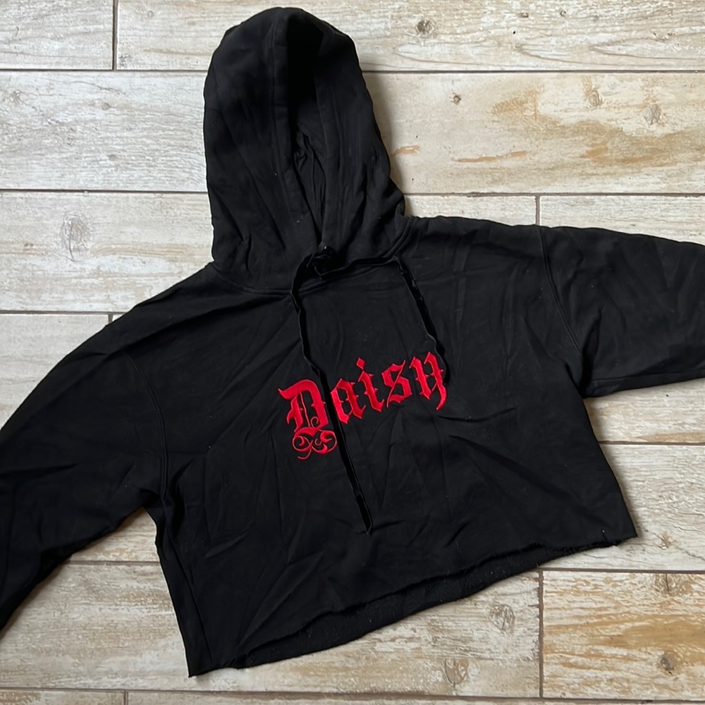 DAIAY DAISY TV limited edition black cropped gothic hoodie XS